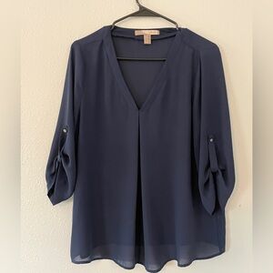 Forever 21 Deep Blue V-Neck Blouse